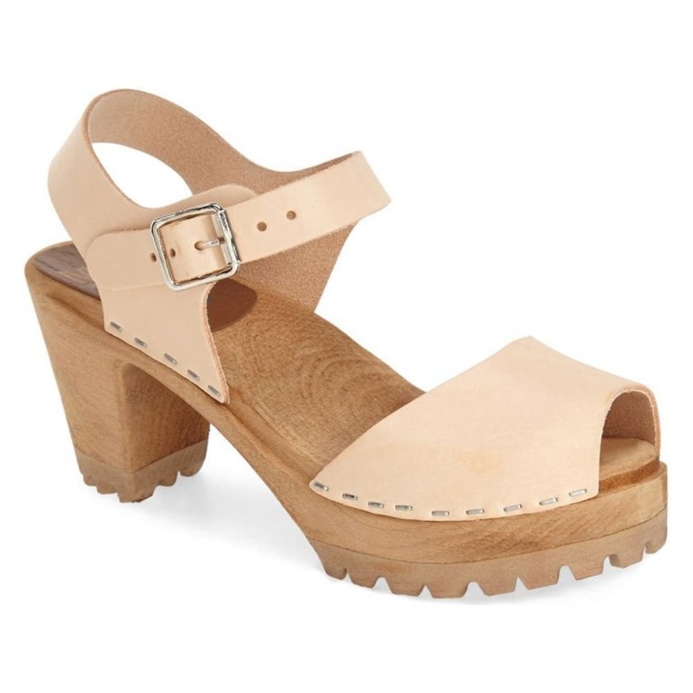 MIA Greta Clog Peep Toe Sandal Shoes EU 39  US 9 Natural NEW